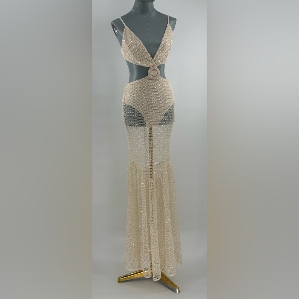 🆕 PATBO 🧿 NWOT Crochet Bloom Cut Out Beach Dress, Off White - Sz US 8 BR 40 - Picture 4 of 17
